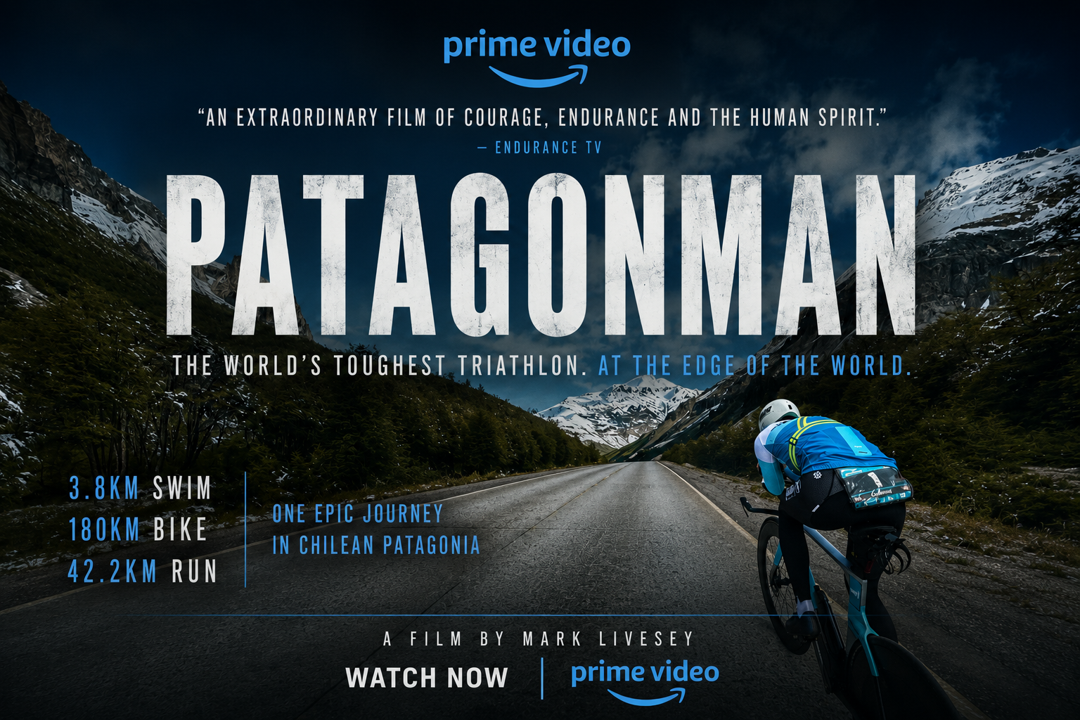 Poster for the documentary film Patagonman by Mark Livesey